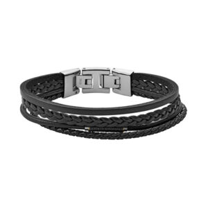 Fossil Černý kožený náramek pro muže Vintage Casual JF03913040