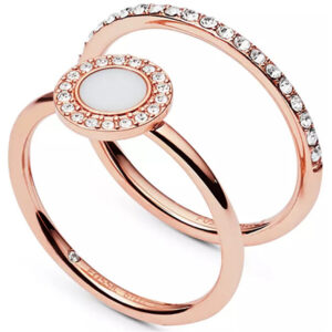 Fossil Pozlacený dvojitý prsten se třpytivým kruhem JF02666791 60 mm