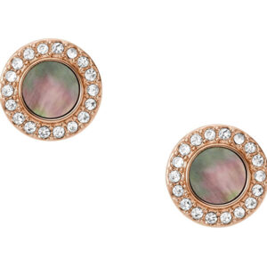 Fossil Třpytivé bronzové náušnice s krystaly a perletí JF02949791