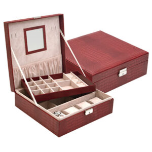 JK Box Nízká červená šperkovnice SP-1812/A7