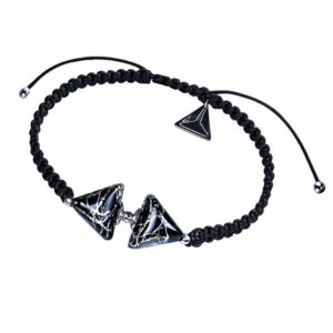 Lampglas Elegantní náramek Double Black Marble Triangle s ryzím stříbrem v perlách Lampglas BTA-D-2