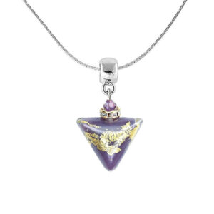 Lampglas Nádherný náhrdelník Purple Triangle s 24karátovým zlatem v perle Lampglas NTA10