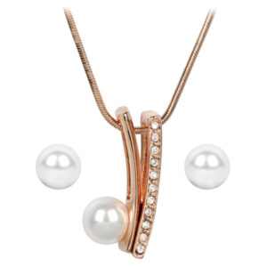 Levien Elegantní bronzová sada náušnic a náhrdelníku Pearl Vivien