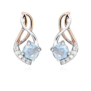 MOISS Nadčasové stříbrné bicolor náušnice s topazy EG000076