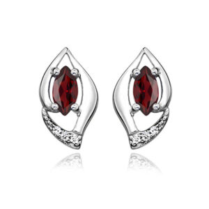 MOISS Třpytivé stříbrné náušnice s granáty a zirkony EG000035