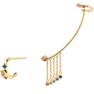 PDPAOLA Hravé asymetrické náušnice ze stříbra se zirkony PEGASUS Gold AR01-307-U