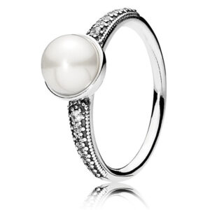 Pandora Elegantní prsten s perlou 191018P 50 mm