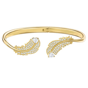 Swarovski Pozlacený pevný náramek s peříčky Nice 5505622 S - 5