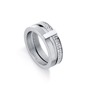 Viceroy Třpytivý ocelový prsten s kubickými zirkony Chic 1393A01 56 mm