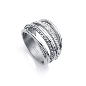 Viceroy Výrazný ocelový prsten s kubickými zirkony Chic 75306A01 54 mm