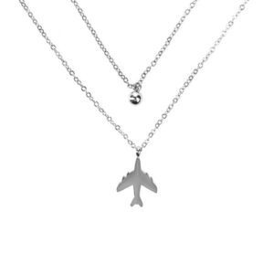 Vuch Moderní dvojitý náhrdelník z oceli Silver Aithér