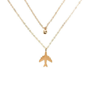 Vuch Moderní pozlacený náhrdelník z oceli Gold Aithér