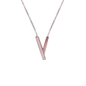 Vuch Módní bronzový náhrdelník s krystaly Rose Gold Vanya