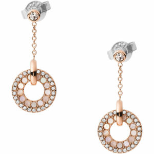 Fossil Okouzlující bronzové náušnice s blyštivými kamínky JF03541791