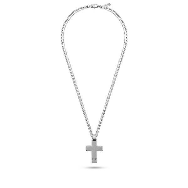 Police Dvojitý ocelový náhrdelník s křížkem Hinged PEAGN2211601